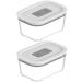 Kit 2 Potes De Vidro Borossilicato 370ml Hermético Fresh Lock Branco Marmita Ou
