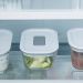 Kit 2 Potes De Vidro Borossilicato 370ml Hermético Fresh Lock Branco Marmita Ou