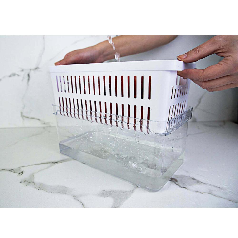 Kit 3 Caixas Organizadoras De Geladeira Transparentes Armazenadoras De Frutas Legumes Ovos Clear Fresh OU