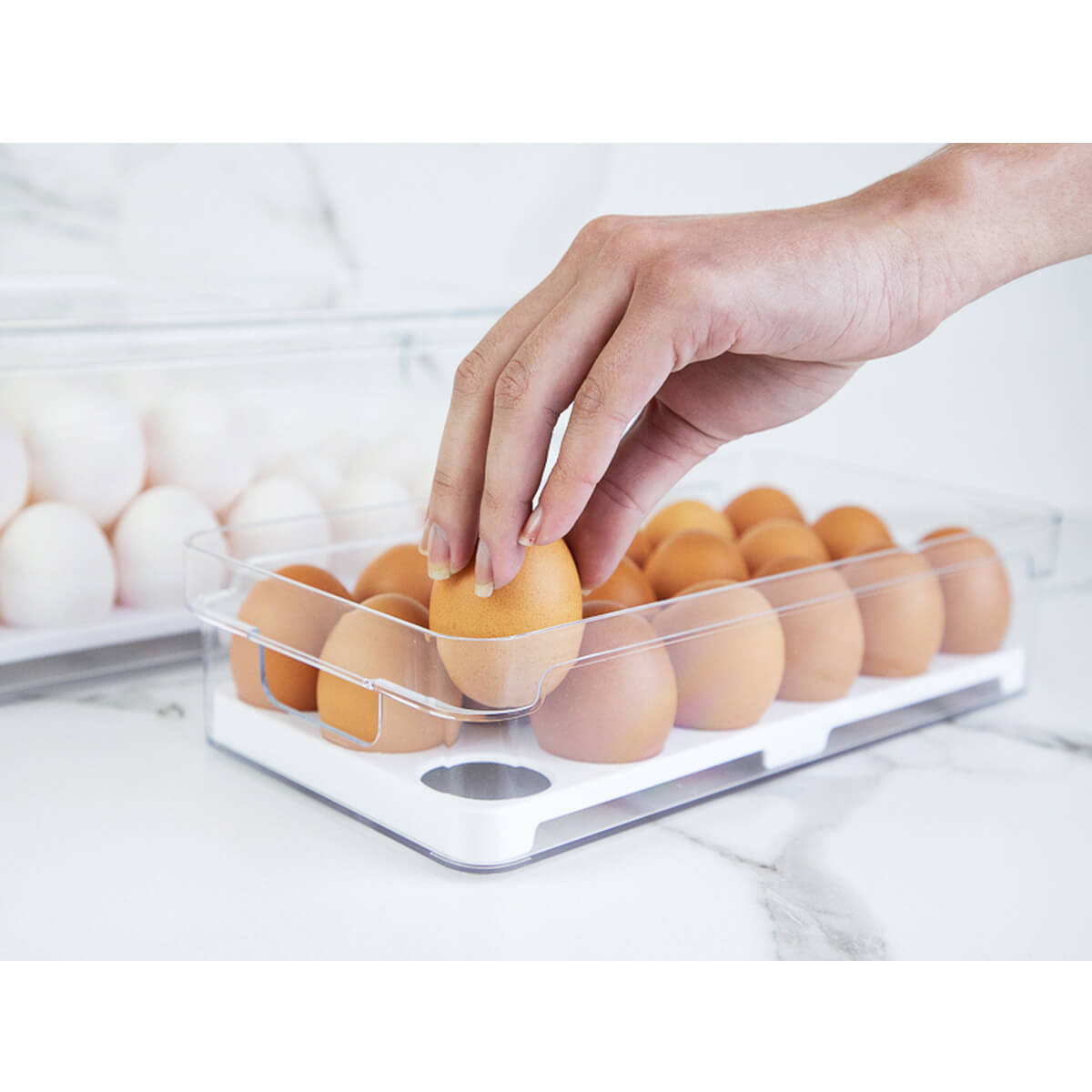 Kit 3 Organizadores De Geladeira Porta Ovos E Porta Frutas E Legumes Clear Fresh OU