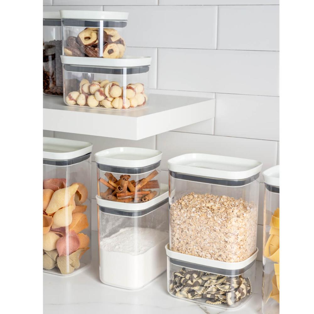 Kit 3 Potes Herméticos Retangulares Pequenos com Tampa 650ml