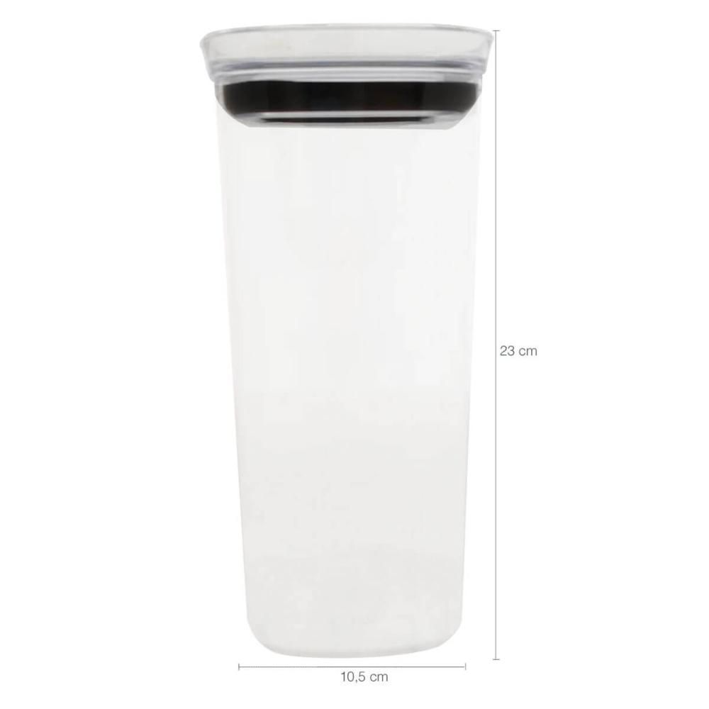 Kit 3 Potes Herméticos de Plástico 1,5L Ou Porta Mantimentos Condimentos Transparente