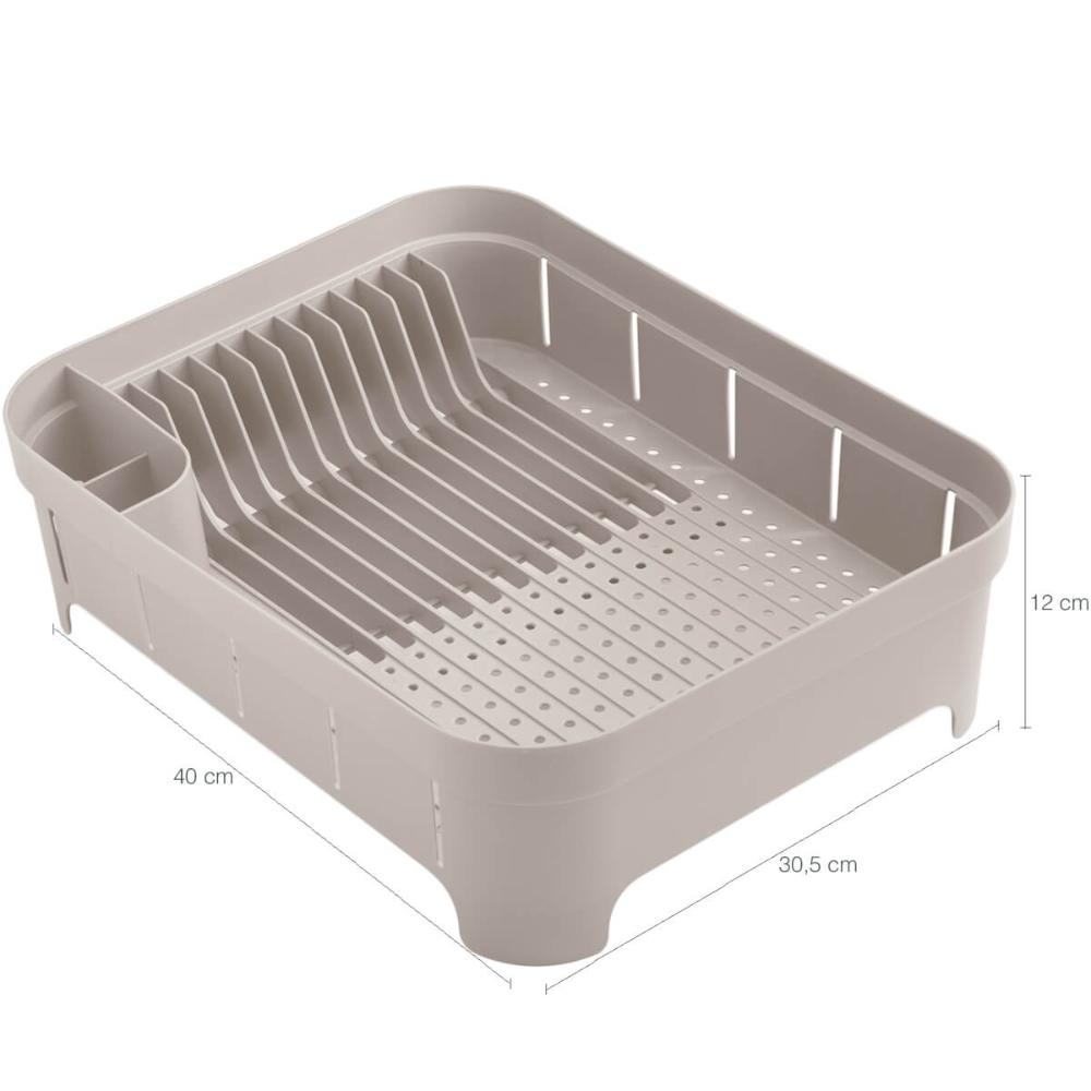 Kit 3 Utensílios Escorredor De Louça Talher Porta Detergente Bege