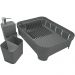 Kit 3 Utensílios Escorredor De Louça Talher Porta Detergente Chumbo