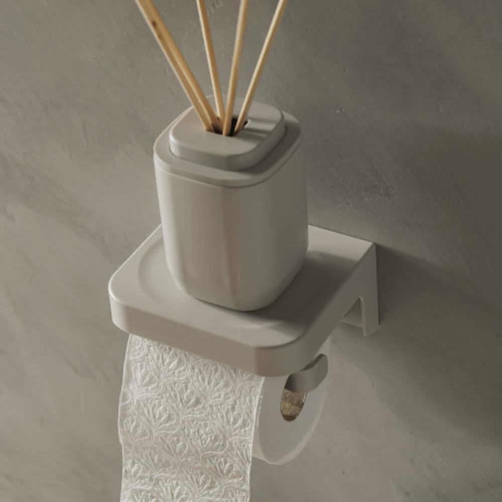 Kit 4 Acessórios Banheiro Saboneteira Toalheiro Papeleira Porta Shampoo Bege Eleve Ou