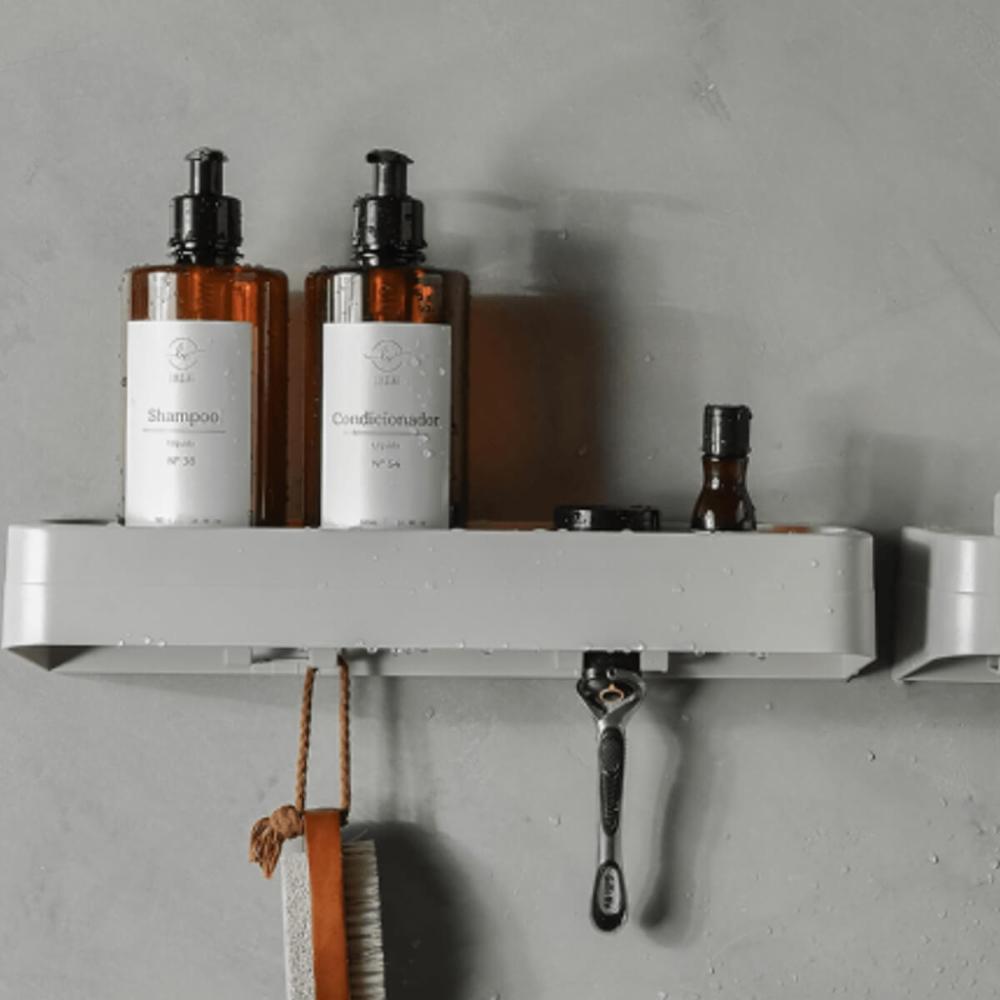 Kit 4 Acessórios Banheiro Saboneteira Toalheiro Papeleira Porta Shampoo Bege Eleve Ou