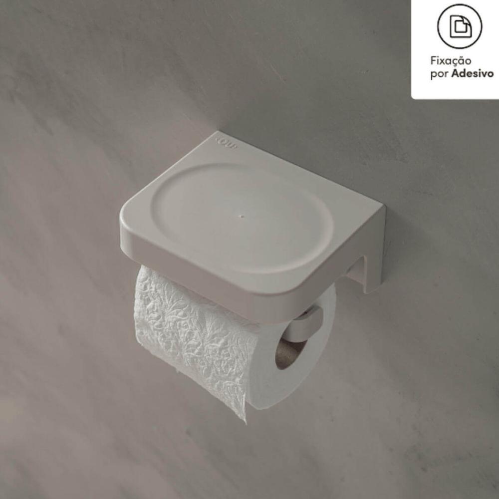 Kit 4 Acessórios para Banheiro Fixação Adesivo Bege Porta Shampoo Toalheiro Papeleira Tampa Eleve