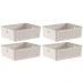Kit 4 Caixas Organizadoras Ou Multiuso 12L Bege Flow 34x27x13cm Lavanderia Closet Banheiro