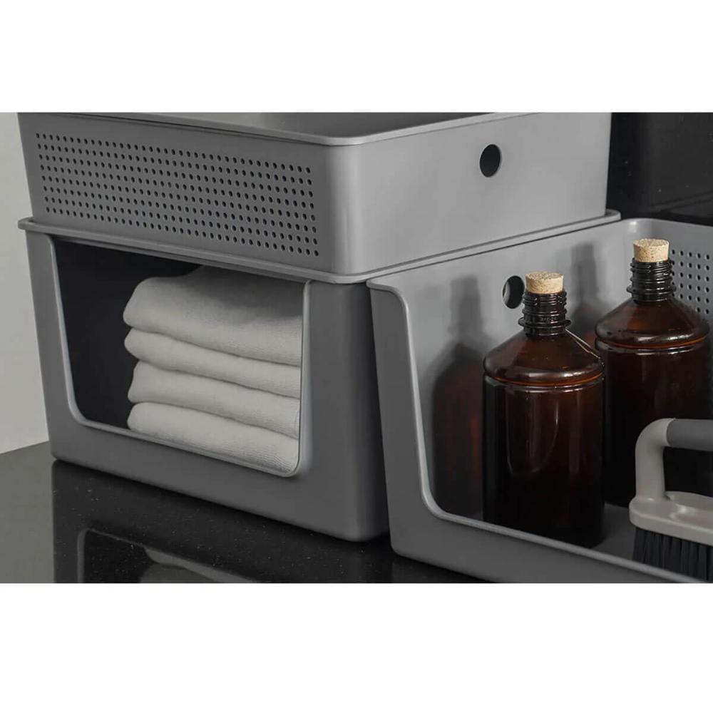 Kit 4 Cestos Organizadores Telado Abertura Frontal 16L Bege