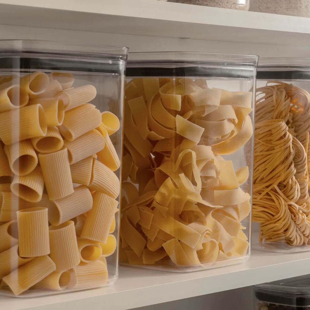Kit 4 Potes Organizadores Porta Mantimentos 3,5L Hermético Ou Linha Block Plástico Natural