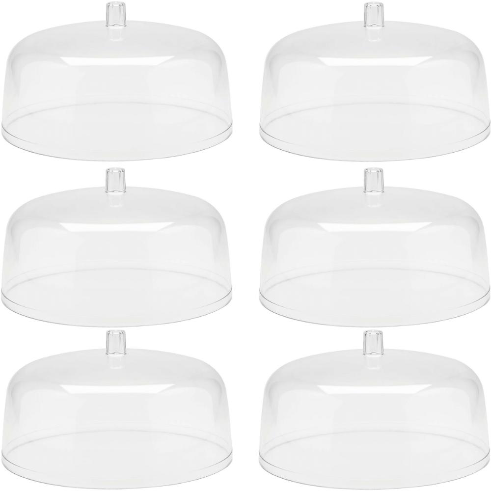 Kit 6 Cúpulas para Prato De Bolo Tampa Acrílico Cúpula 30cm Natural Boleira Padarias e Restaurantes