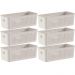 Kit 6 Cestos Organizadores Multiuso 4,2L Bege 26x12x13cm Flow Cestinho Retangular Ou