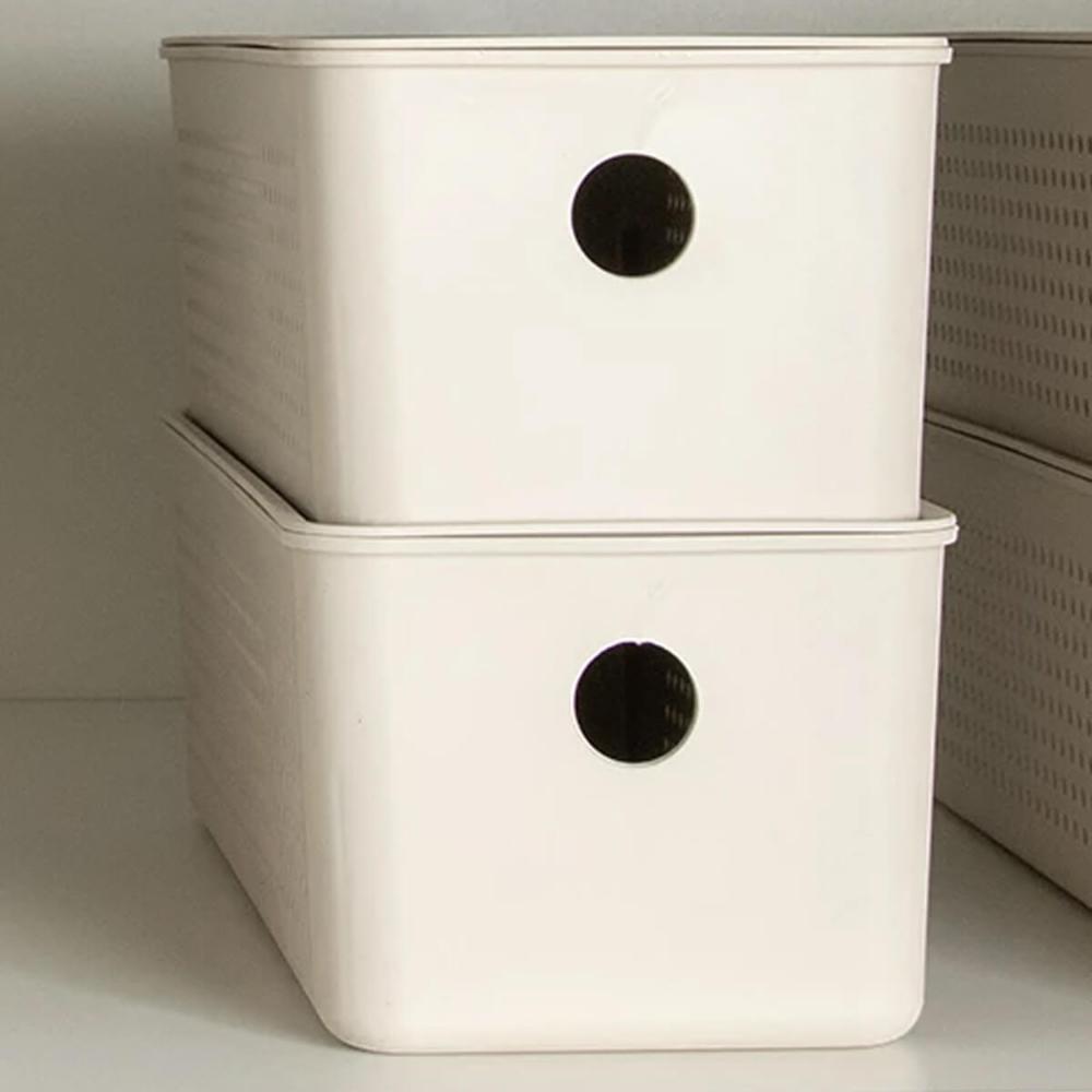 Kit 6 Cestos Organizadores Multiuso 4,2L Bege 26x12x13cm Flow Cestinho Retangular Ou
