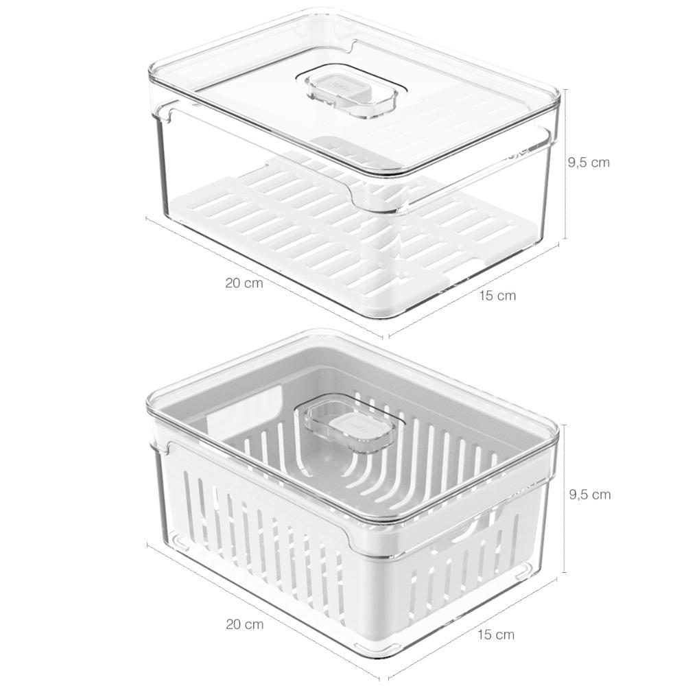 Kit 6 Organizadores De Geladeira Clear Fresh Porta Frutas Legumes Porta Frios E Porta Ovos OU
