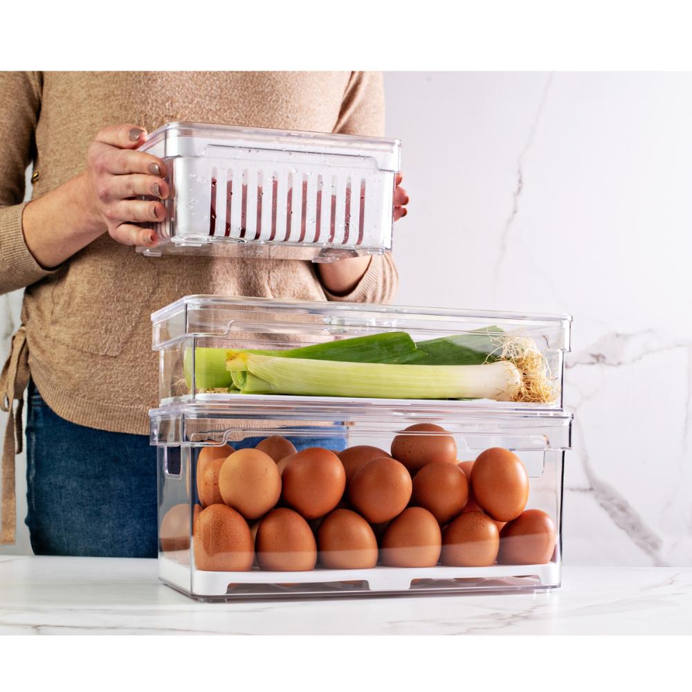 Kit 6 Organizadores De Geladeira Clear Fresh Porta Frutas Legumes Porta Frios E Porta Ovos OU