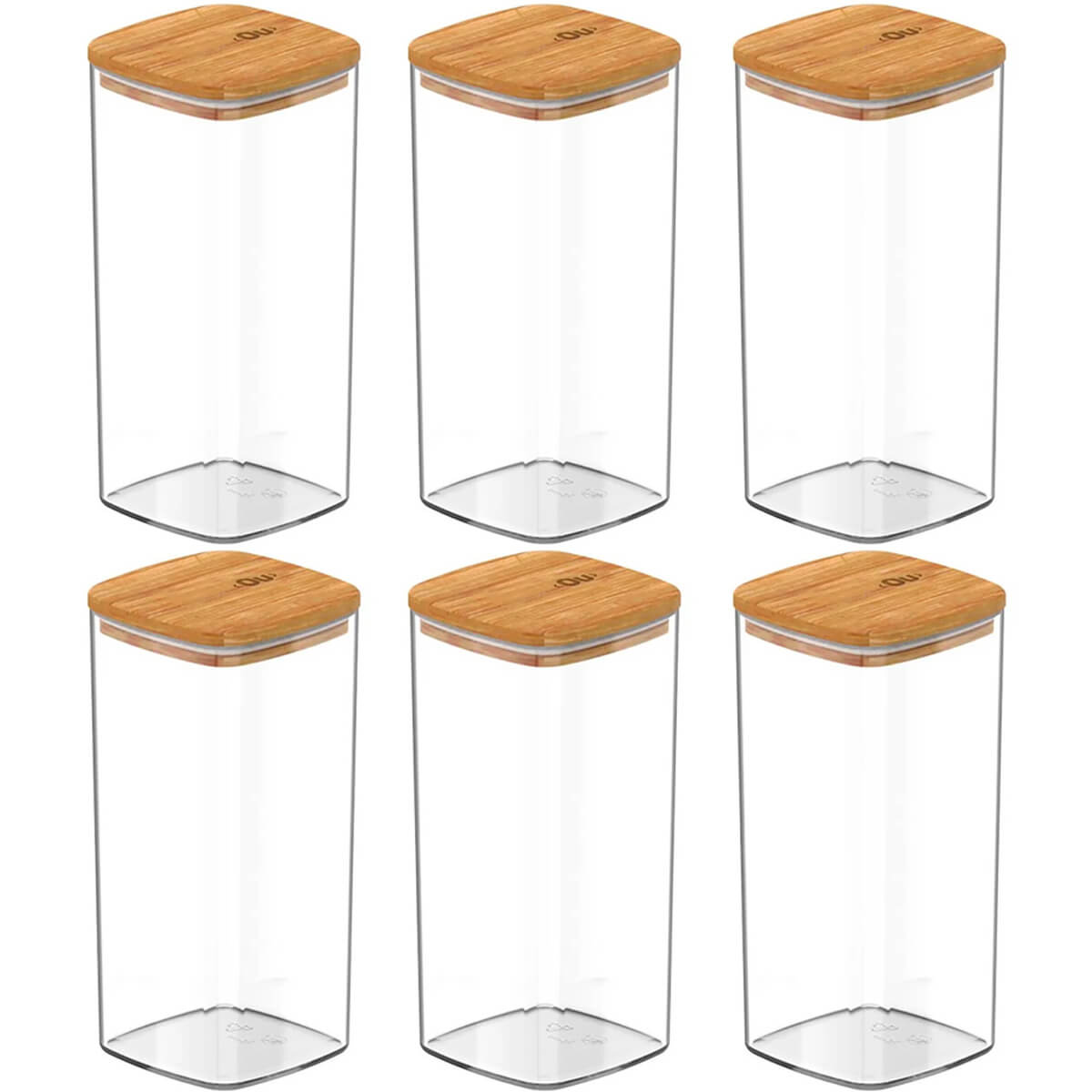 Kit 6 Potes Herméticos Organizadores 340ml Keep Ou Bambu Porta Condimentos com Tampa
