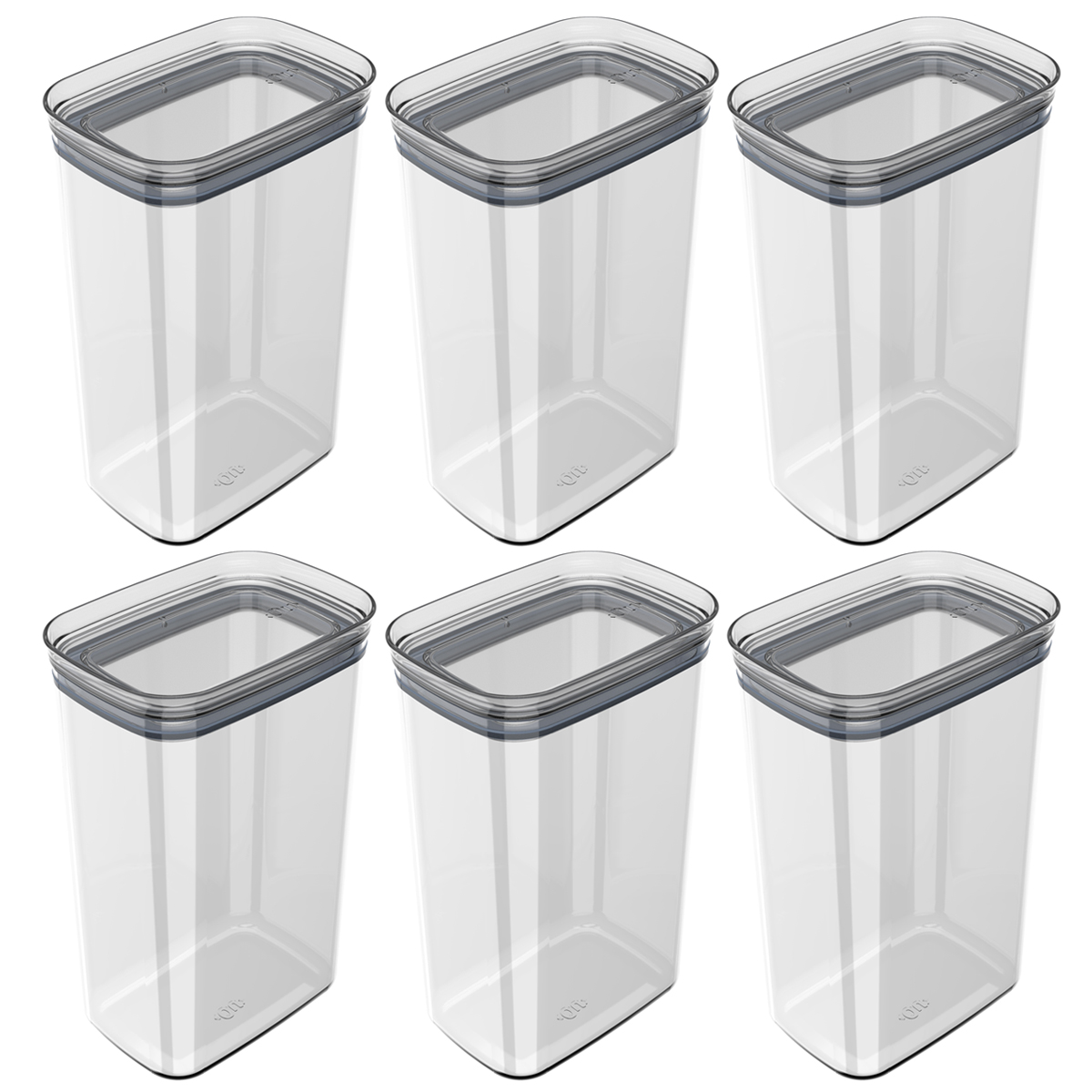 Kit 6 Potes Herméticos Retangulares Grandes com Tampa 2,3L Porta Mantimentos Cozinha Natural