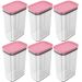 Kit 6 Potes Herméticos Retangulares Grandes com Tampa 2,3L Porta Mantimentos Cozinha Rosa Quartzo