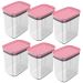 Kit 6 Potes Herméticos Retangulares Médios com Tampa 1,5L Porta Mantimentos Cozinha Rosa Quartzo