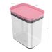 Kit 6 Potes Herméticos Retangulares Médios com Tampa 1,5L Porta Mantimentos Cozinha Rosa Quartzo