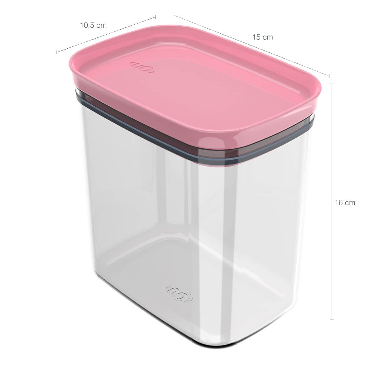 Kit 6 Potes Herméticos Retangulares Médios com Tampa 1,5L Porta Mantimentos Cozinha Rosa Quartzo