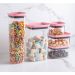 Kit 6 Potes Herméticos Retangulares Médios com Tampa 1,5L Porta Mantimentos Cozinha Rosa Quartzo