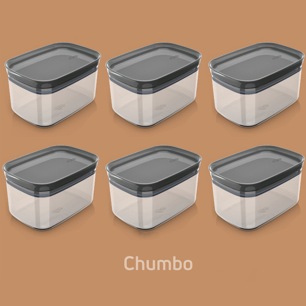 Kit 6 Potes Herméticos Retangulares Pequenos com Tampa 650ml Porta Mantimentos Cozinha Chumbo