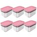 Kit 6 Potes Herméticos Retangulares Pequenos com Tampa 650ml Porta Mantimentos Cozinha Rosa Quartzo