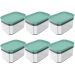 Kit 6 Potes Herméticos Retangulares Pequenos com Tampa 650ml Porta Mantimentos Cozinha Verde Menta