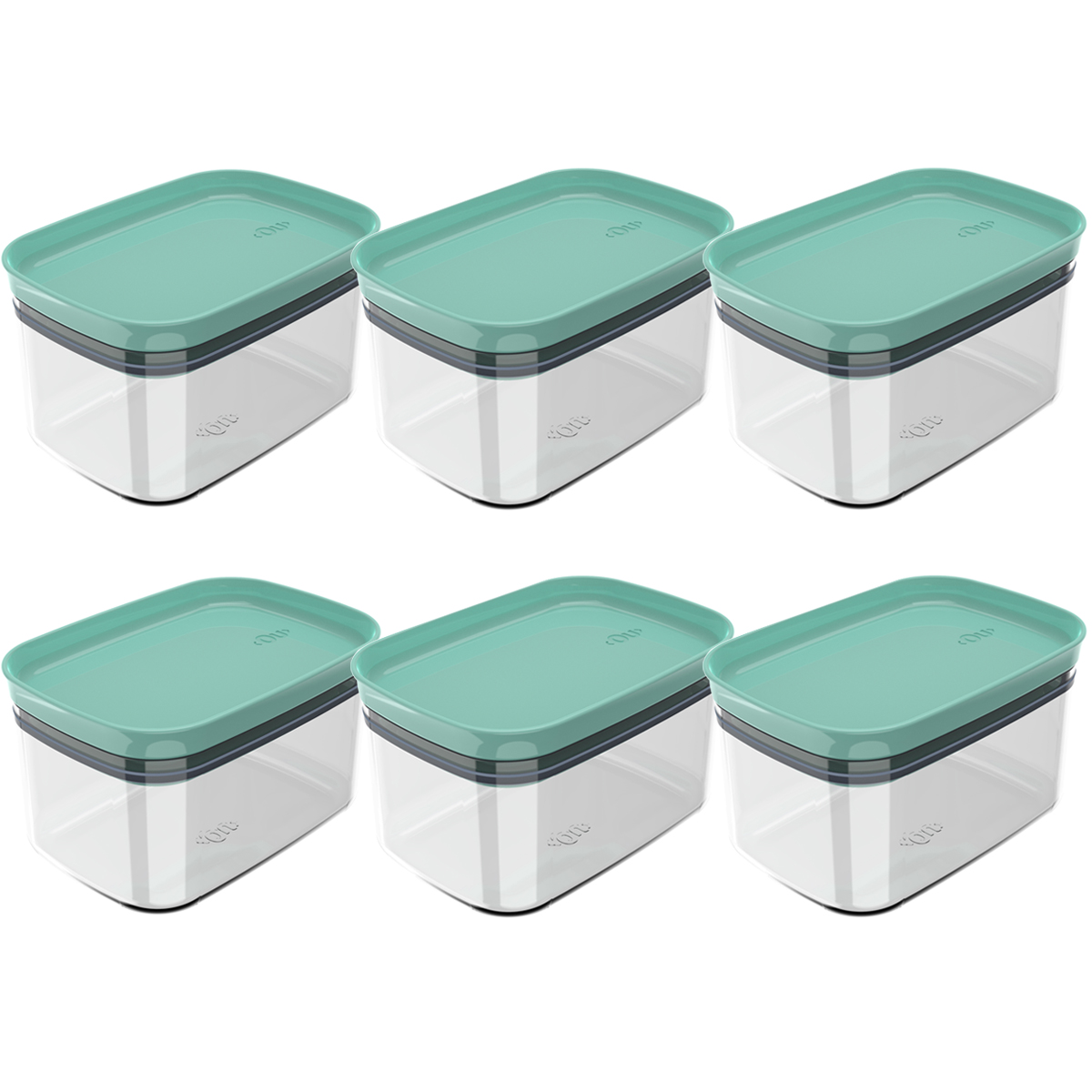Kit 6 Potes Herméticos Retangulares Pequenos com Tampa 650ml Porta Mantimentos Cozinha Verde Menta