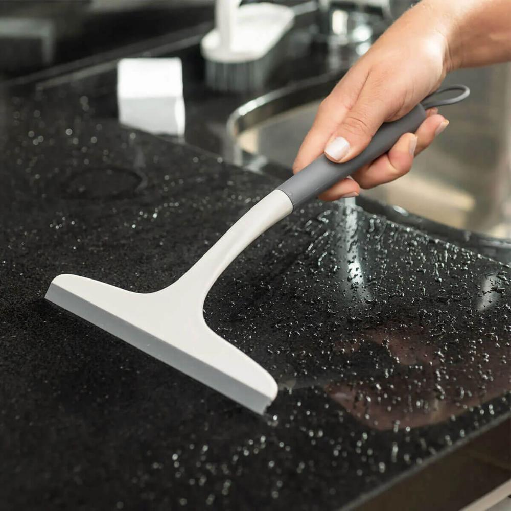Kit Acessórios de Limpeza Flow Bege Caixa Organizadora Escova Multiuso Dispenser Rodo