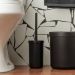 Kit Banheiro Bold Saboneteira Porta Escova Sanitária Lixeira 6L Porta Algodão Preto