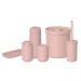 Kit Banheiro Bold Saboneteira Porta Escova Sanitária Lixeira 6L Porta Algodão Rosa