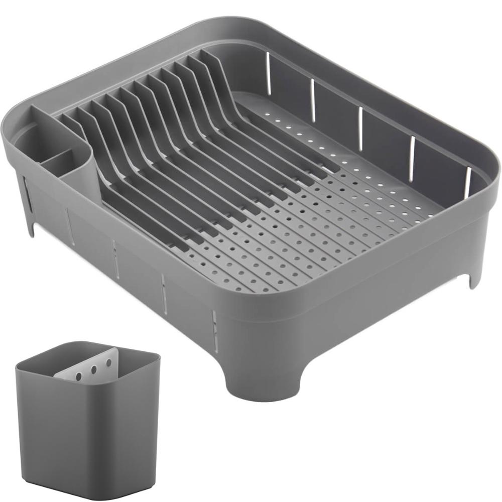 Kit Escorredor De Louça Prato Talheres Utensílios De Cozinha Chumbo