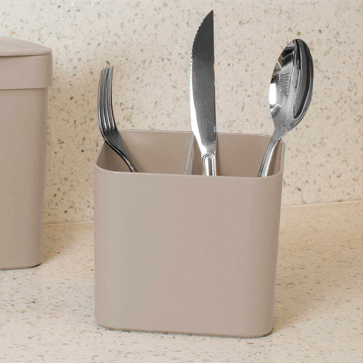 Kit Escorredor De Talheres E Dispenser Para Detergente Esponja Cozinha Bege