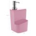 Kit Escorredor De Talheres E Dispenser Para Detergente Esponja Cozinha Rosa Quartzo