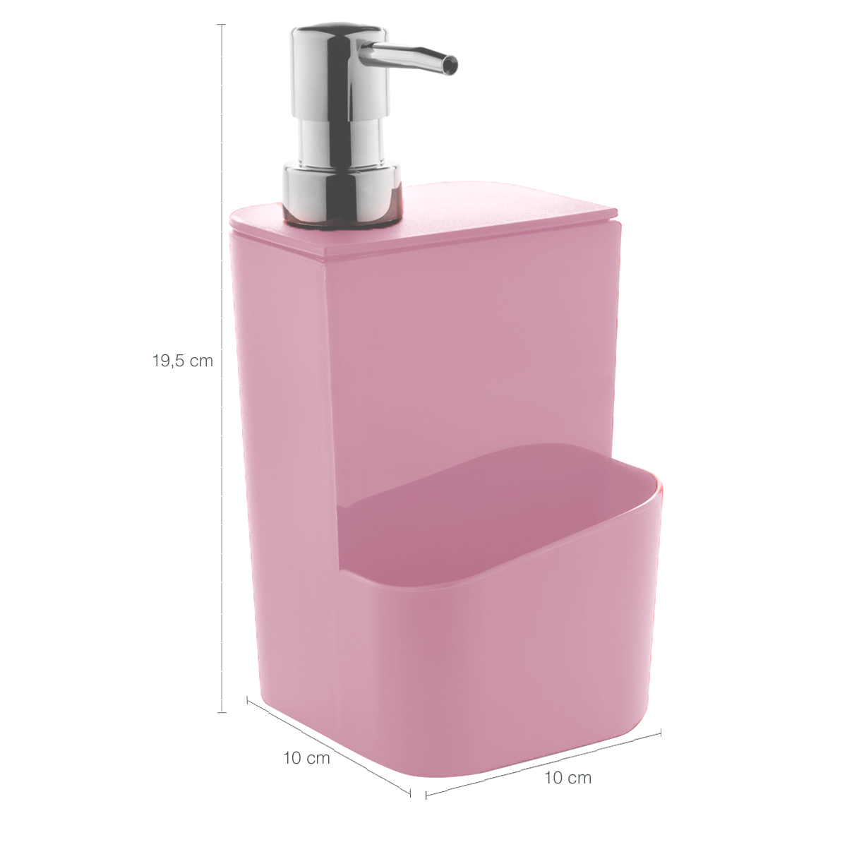 Kit Escorredor De Talheres E Dispenser Para Detergente Esponja Cozinha Rosa Quartzo