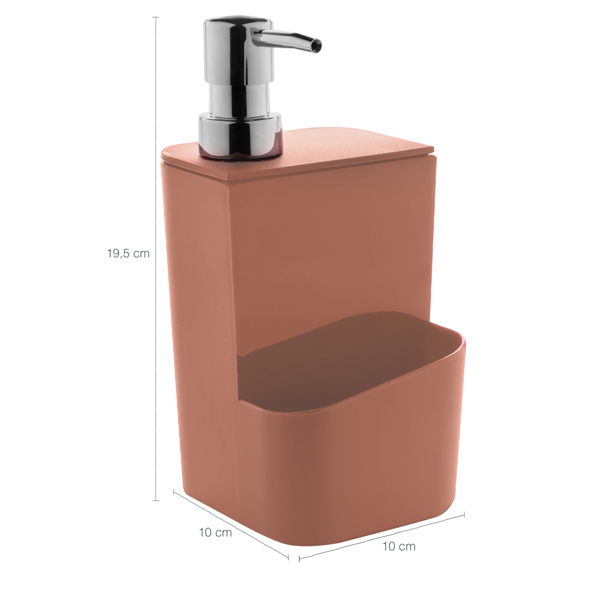 Kit Escorredor De Talheres E Dispenser Para Detergente Esponja Cozinha Terracota