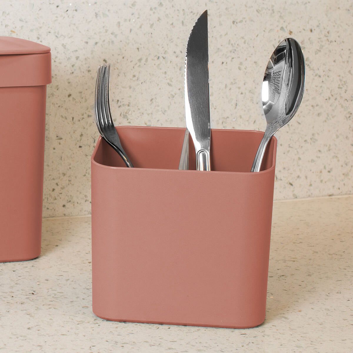 Kit Escorredor De Talheres E Dispenser Para Detergente Esponja Cozinha Terracota