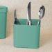 Kit Escorredor De Talheres E Dispenser Para Detergente Esponja Cozinha Verde Menta
