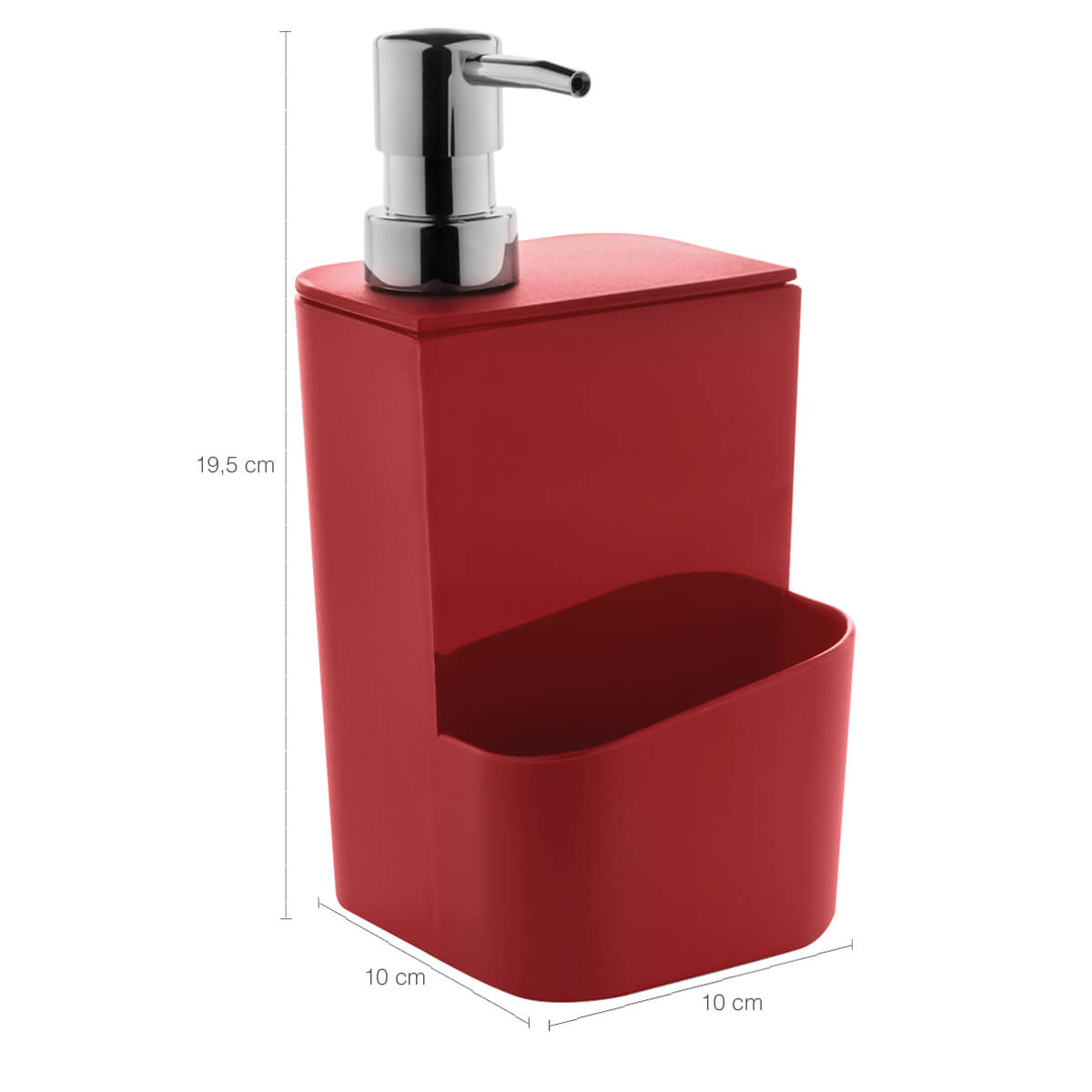Kit Escorredor De Talheres E Dispenser Para Detergente Esponja Cozinha Vermelho