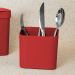 Kit Escorredor De Talheres E Dispenser Para Detergente Esponja Cozinha Vermelho