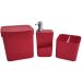 Kit Escorredor De Talheres Porta Detergente Lixeira Cozinha Vermelho