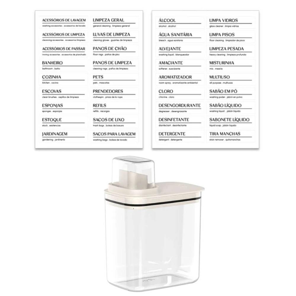 Kit Flow Dispenser para Amaciante Sabão Líquido 1,5L e Eiquetas Identificadoras Ou