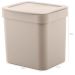 Kit Lixeira 4,7L Escorredor de Talheres Dispenser Detergente Cozinha Bege
