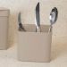 Kit Lixeira 4,7L Escorredor de Talheres Dispenser Detergente Cozinha Bege