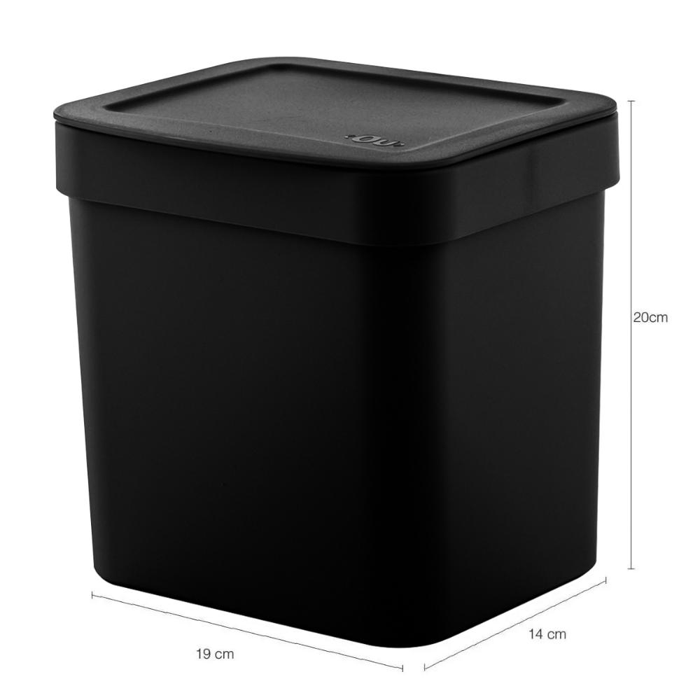 Kit Pia Cozinha Escorredor De Louça E Talheres Lixeira 4,7l Preto