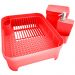 Kit Pia Cozinha Escorredor Pratos Lixeira 2,5L Porta Detergente Vermelho
