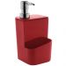 Kit Pia Cozinha Escorredor Pratos Lixeira 2,5L Porta Detergente Vermelho