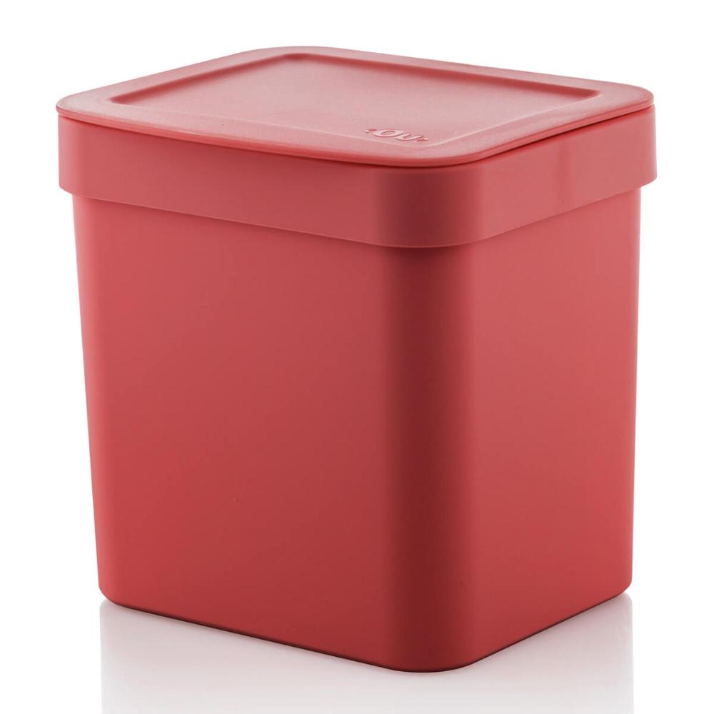 Kit Pia Cozinha Escorredor Pratos Lixeira 2,5L Porta Detergente Vermelho